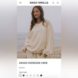 Daily Drills Unisex Oversized Crew, Unopened new with tags, Color Sand, Size M/L